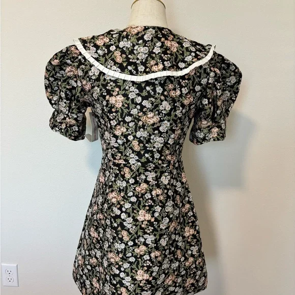 Sister Jane Black Floral Mini Dress with Collar - Picture 3 of 6